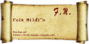 Folk Milán névjegykártya
